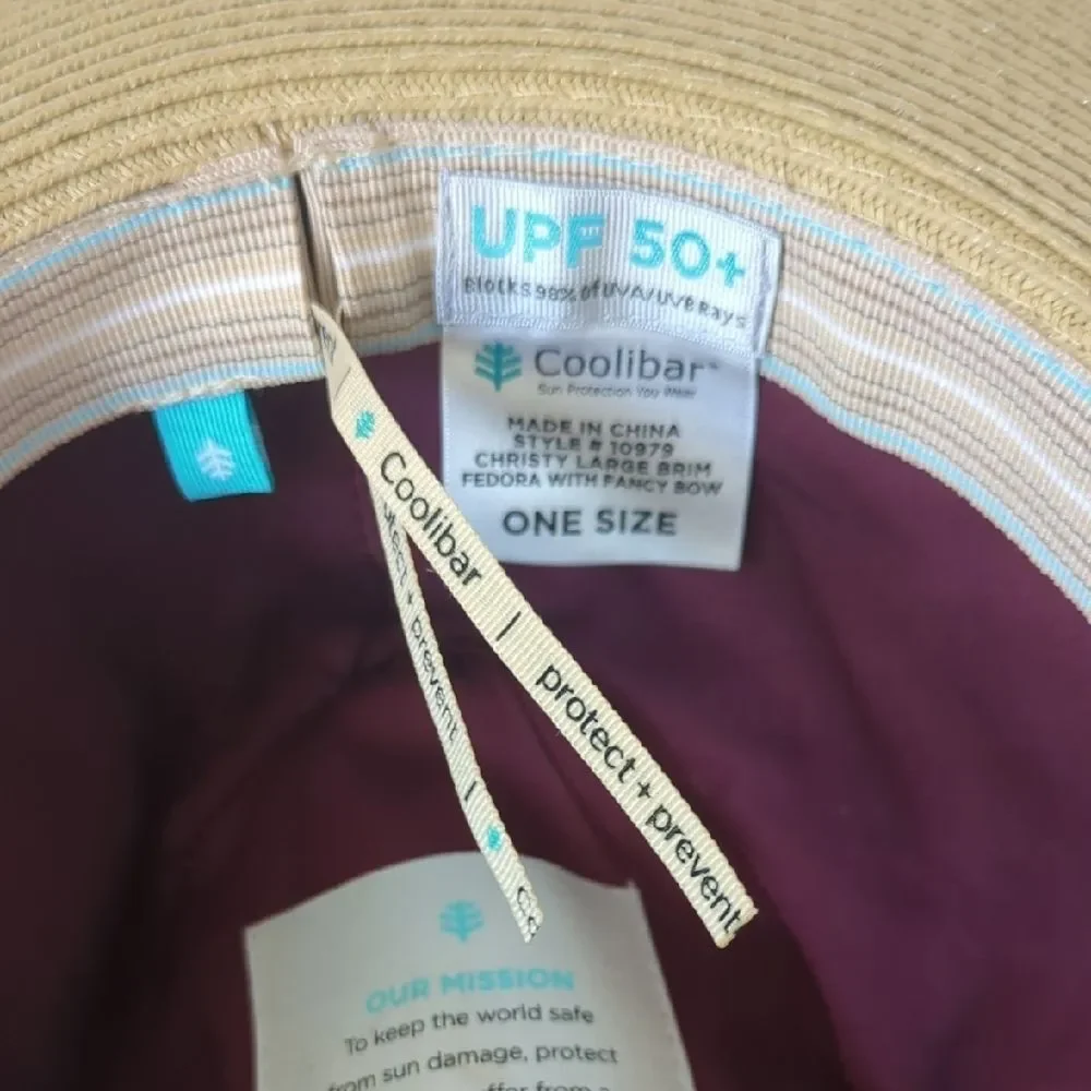 Coolibar Tan Sun Hat with Purple Band